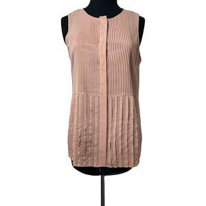Theory | Faded Rose Pink Silk Maikoda Pintuck Pleated Sleeveless Blouse, Medium